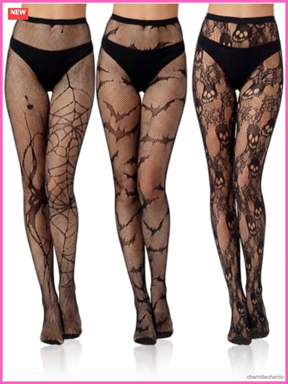 3 Pairs Halloween Fishnet Stockings Women Goth Tights Butterfly Snake Fishnet